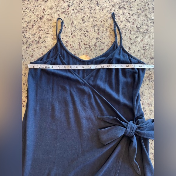 Women’s navy blue linen blend wrap dress size 8 - Picture 4 of 6